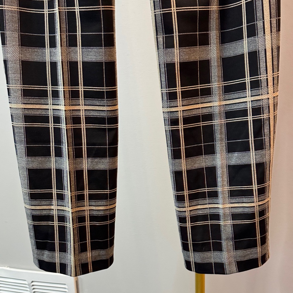 New York & Company pull on Plaid checkered high waist trousers Pants NEW L - Picture 10 of 15